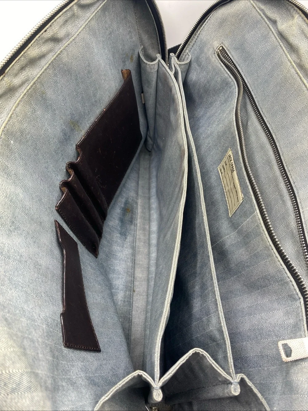 Jack Spade Canvas Messenger Bag Crossbody Computer Travel Leather Handles Black